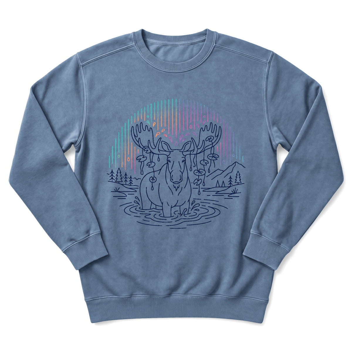 Rainbow Rain Moose Sweatshirt
